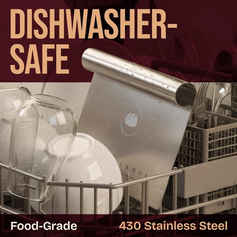 Superbaking Dough Scraper - 6" Stainless Steel Bench Scraper - Dough Cutter with Ruler - Pastry & Cake Scraper - Kitchen Tools Sourdough Baking Supplies - Bread Making Tools & Accessories for Bakers - Image 2